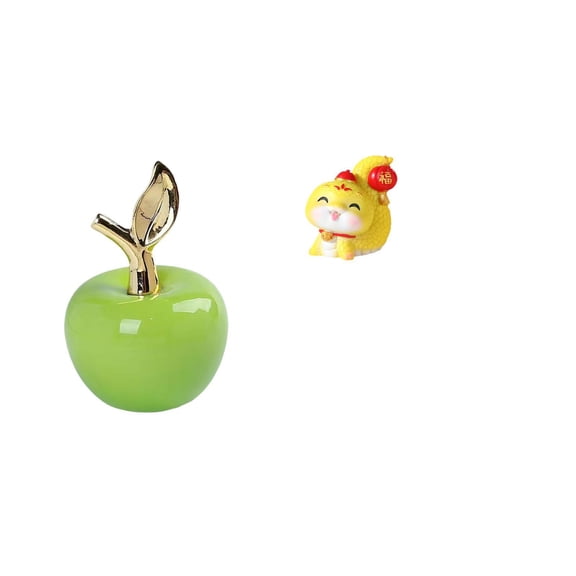 CarpNettore Ceramic Figurine Fruit Sculpture and Cartoon Snake Statue Decorative Resin Tabletop Ornament for Home Cafe Study Room Shelf Table Centerpiece