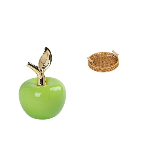 CarpNettore Ceramic Figurine Fruit Sculpture Woven Basket Ornament Simulation Artwork Home Decoration Bread Plate for Cafe Study Room Holiday