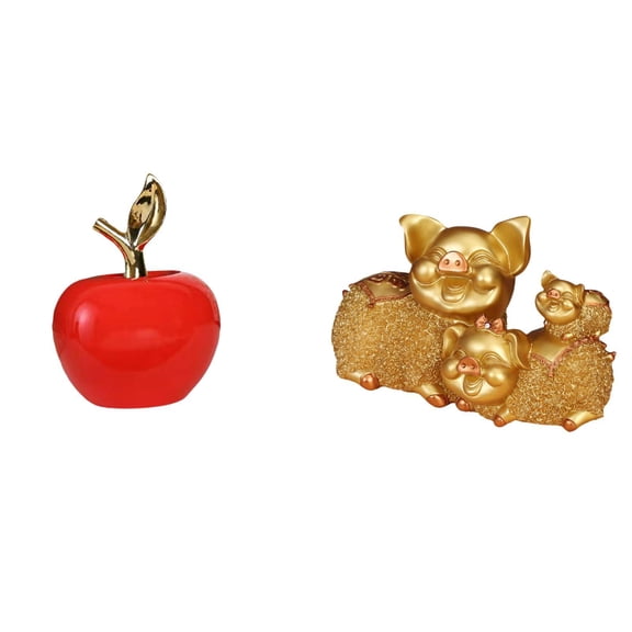 CarpNettore Ceramic and Lucky Pig Figurine Sculpture Ornament for Home Decoration Modern Artwork Centerpiece for Cafe Study Room Bookshelf Entrance Holiday