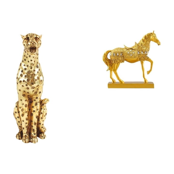 CarpNettore Cheetah Figurine Horse Statue Resin Ornament Sculpture Modern Desktop Display with Artistic Carved Details Suitable for Living Room Office Counter TV