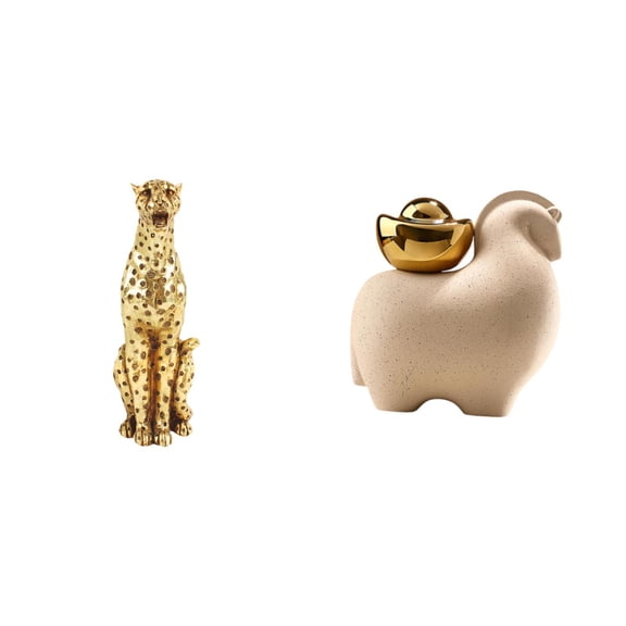 CarpNettore Cheetah Figurine Mini Animal Statue Ornament Sculpture Ceramic Resin Vivid Details Desktop Art Crafts Suitable for Living Room Office Cabinet Bookshel