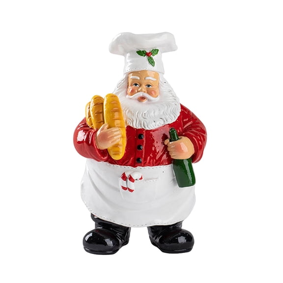 CarpNettore Chef Santa Claus Statue Collectible Christmas Decor for Holiday Desk Cabinet Holding Bread