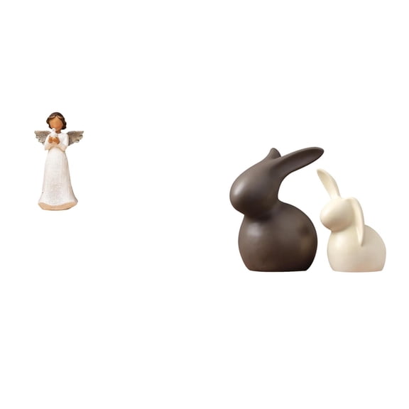 CarpNettore Cherub Angel Resin Figurine Holding Pigeon Decorative Sculpture for Living Room Desk Gift Indoor Corridors Ceramic Bunny Statue Set Porcelain Easter D