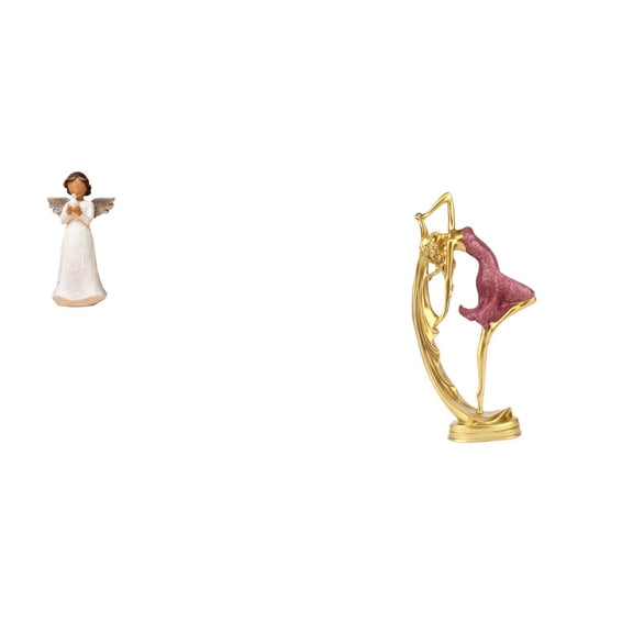 CarpNettore Cherub Angel Resin Figurine Sculpture Holding Pigeon Ballet Dancing Girl Ballerina Dancer Art Gift for Living Room Office Bedroom Home Decoration