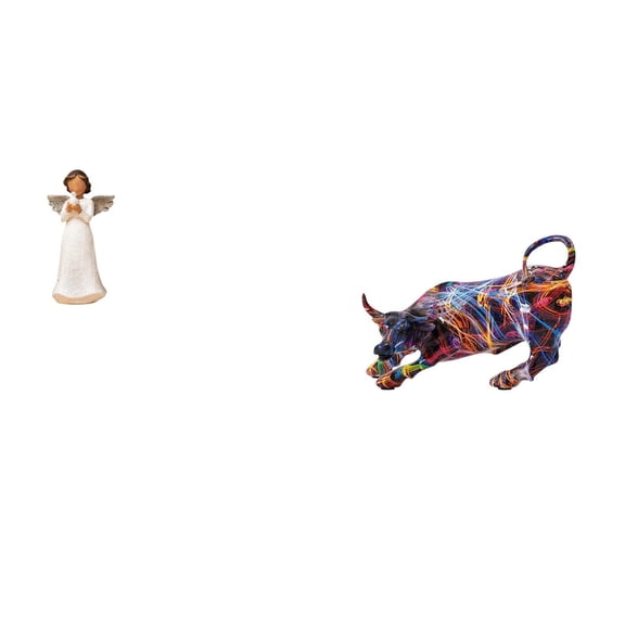 CarpNettore Cherub Angel Resin Figurine Sculpture Holding Pigeon Modern Bull Artwork Colorful Feng Shui Animal Statue Collection for Living Room Desk Ornament Gif