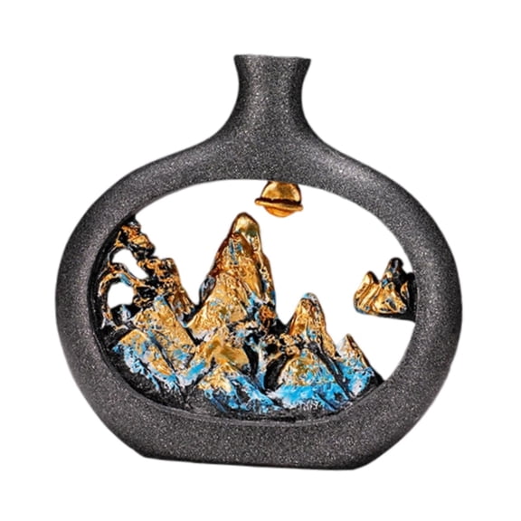 CarpNettore Chinese Art Vase Hollow Mountain Design Elegant Multipurpose Home Decoration 19.5x3.5x19.5cm