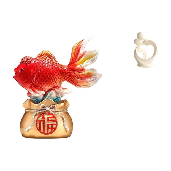 CarpNettore Chinese Feng Shui Fish Statue Abstract Decorative Statue Resin Sculpture Koi Ornament with Artistic Design Suitable for Living Room Bedroom Office Hot