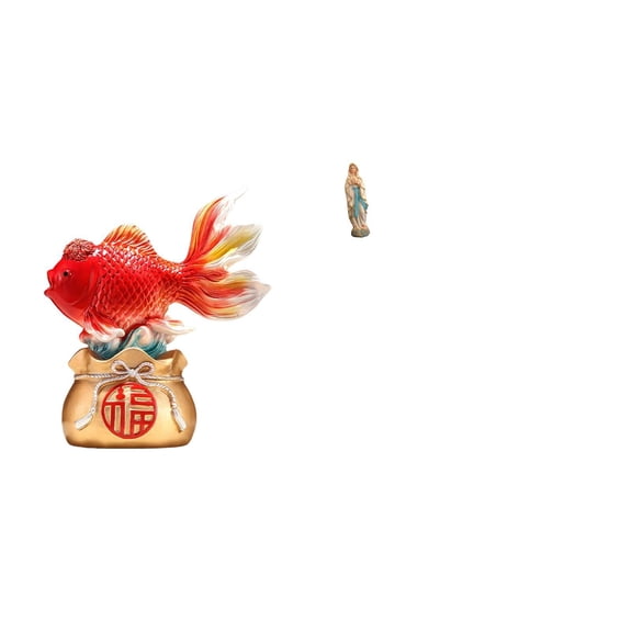 CarpNettore Chinese Feng Shui Fish Statue Resin Decorative Statue Koi Sculpture Luther Figurine Virgin Mary Figurine with Unique Craftsmanship Suitable for