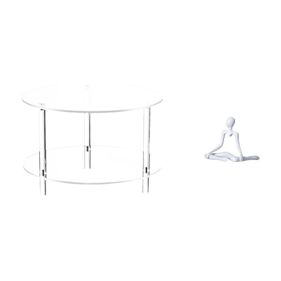 CarpNettore Clear Acrylic Side Table End Table Compact for Drink NightStand Bedside Furniture Easy Assembly for Living Room Bathroom Home Thinker Statue Decorative Figurine Unique Creative