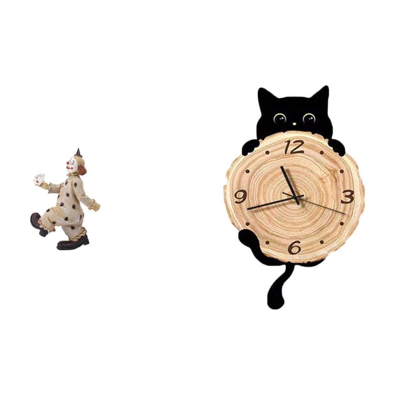 CarpNettore Clown Figurine Sculpture and Wall Clock Ornament Collection for Dining Room Table Centerpiece Office Bedroom Kid'S Room Decor Gift