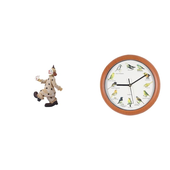CarpNettore Clown Figurine Statue Sculpture Collection Statuette Desk Ornament for Table Centerpiece Cabinet Dining Room Decorative Wall Clock Bird Clocks Hanging Clock Decor for Kitchen Home