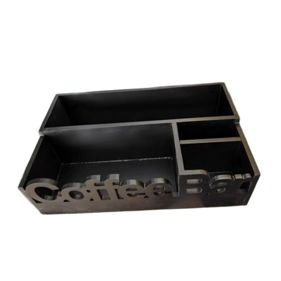 CarpNettore Coffee Bar Organizer, Tea Condiment Organizer, Rustic Style with Divider, Coffee black