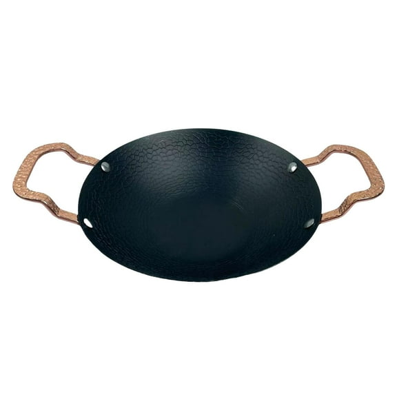 CarpNettore Cooking Wok Hot Pot Kitchen Tool Easy to Clean Metal Cooking Pan Paella Pan for Outdoor Kitchen Restaurant Household Camping 31cm with handle