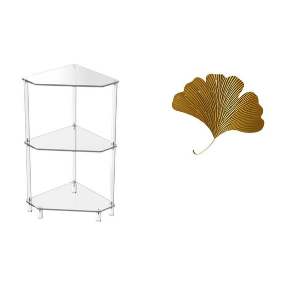 CarpNettore Corner Side Table Acrylic Corner Side Table End Table Leaf Wall Sculptures Wrought Iron Wall Sculptures Unique Material Suitable for Living Room Bedro