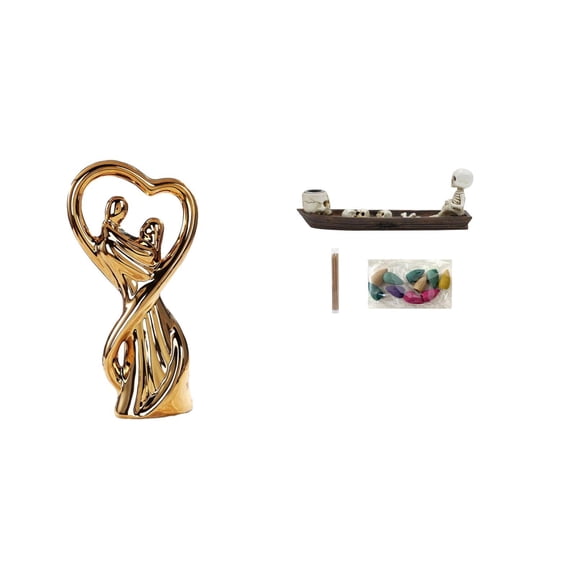 CarpNettore Couple Figurine Ship Statue Souvenirs Gift Lovers Sculpture Burner Ornament for Anniversary Girlfriend Family Male Halloween Decoration