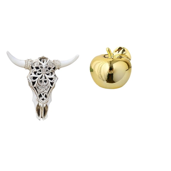 CarpNettore Cow Head Wall Decor Sculpture Ornament Hanging Art Craft Bull Head Ceramic Figurine Decoration Collection for Office Farmhouse Bedroom Porches Restaurants