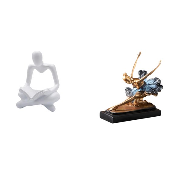 CarpNettore Creative Abstract Ballet Dancer Thinker Statue Figurine Craft Sculpture Ornament for Living Room Desk Fireplace Restaurant Decoration Gift