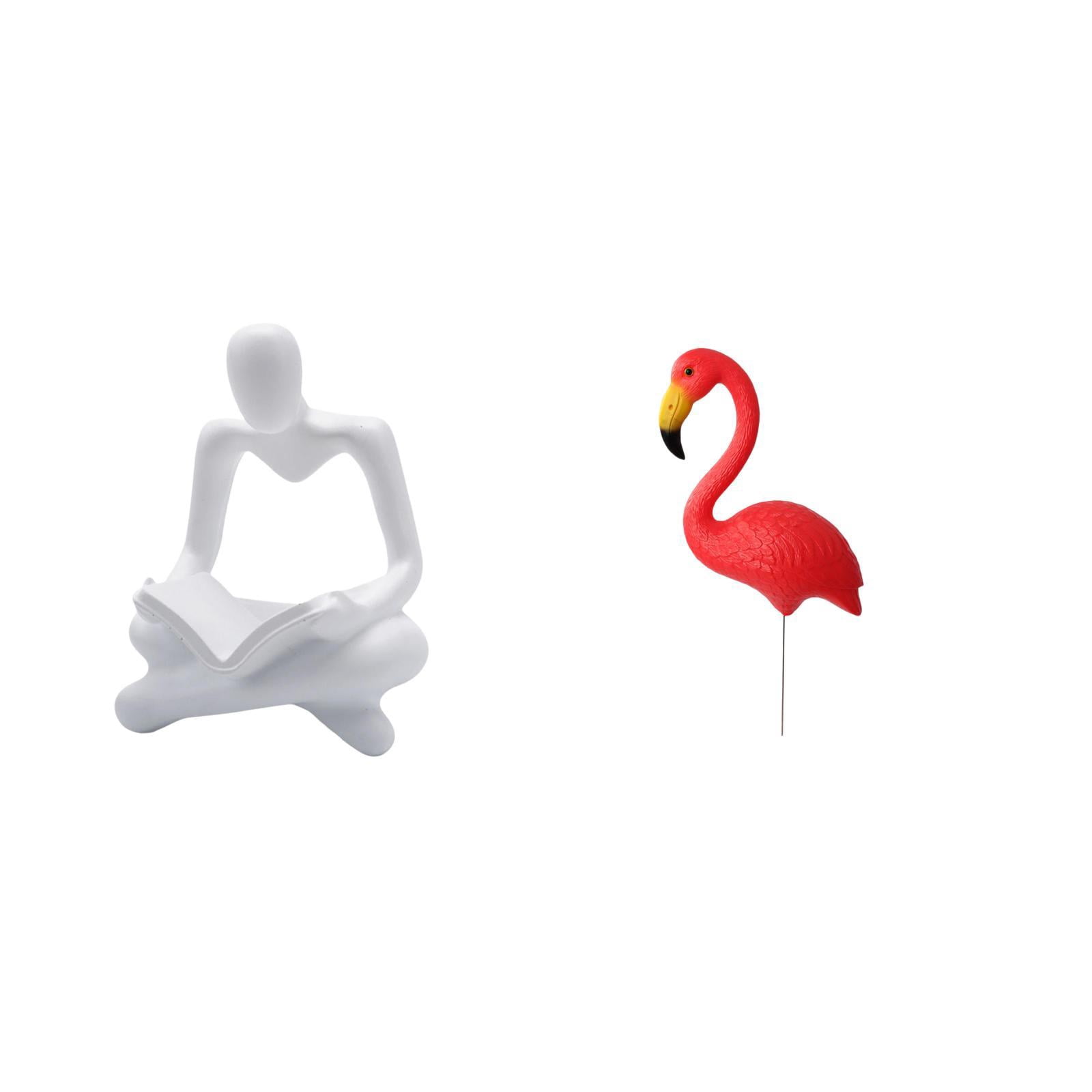 CarpNettore Creative Abstract Bird Thinker Statue Figurine Craft Sculpture for Living Room Decoration Yard Art Ornament Backyard Fairy Garden Accessories Flamingo Garden Stake Holiday Spring