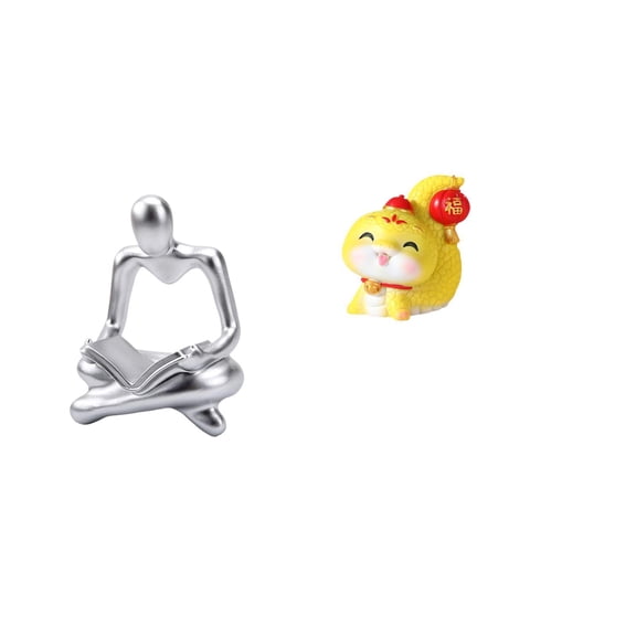 CarpNettore Creative Abstract Cartoon Snake Thinker Statue Figurine Craft Sculpture Decorative Resin Tabletop Ornament for Living Room Shelf Table Centerpiece Office Bedroom Housewarming Gift