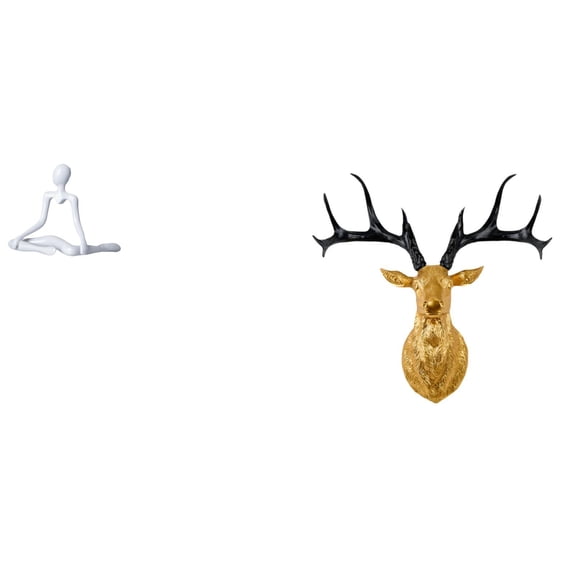 CarpNettore Creative Abstract Thinker Deer Head Sculpture Unique Figurine Decorative Ornament for Entrance Bedroom Office Home Housewarming Gift Boho Artwork Wall