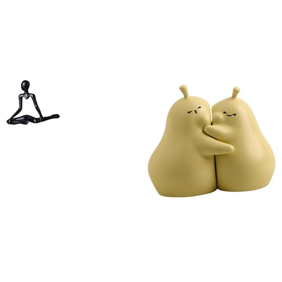 CarpNettore Creative Abstract Thinker Hugging Pear Statue Sculpture Unique Decorative Figurine Ceramic Bookend Fine Workmanship Ornament Gift
