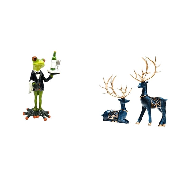 CarpNettore Creative Animal Figurine Sculpture Reindeer Deer Statue Ornament Decorative Tabletop Shelf Fireplace Entrance Home Decor Birthday Gift