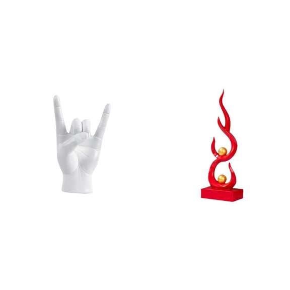 CarpNettore Creative Flame Hand Gesture Sculpture Modern Abstract Fire Finger Statue Resin Ornament for Apartment Bedroom Restaurant Patio Office Decor Gift