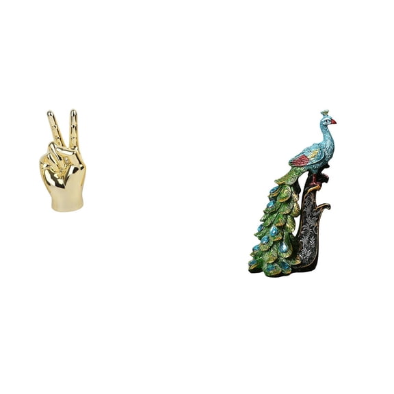 CarpNettore Creative Hand Gesture and Peacock Animal Sculpture Collection for Elegant Home Living Room Bedroom Office Desk Shelf and Tabletop Decoration