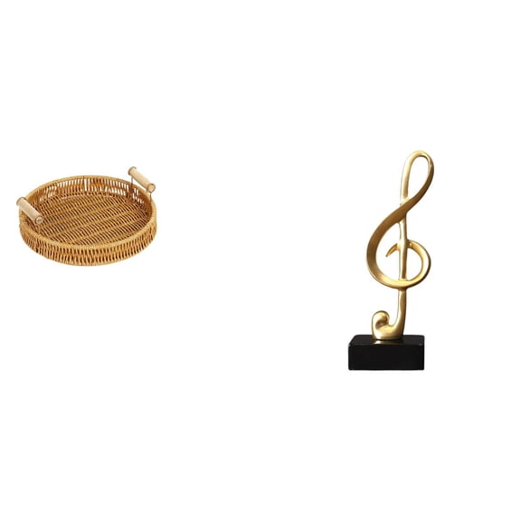 CarpNettore Creative Resin Fruit Basket Sculpture Snack Serving Bowl with Musical Note Design Tabletop Ornament Bread Plate Centerpiece Gift