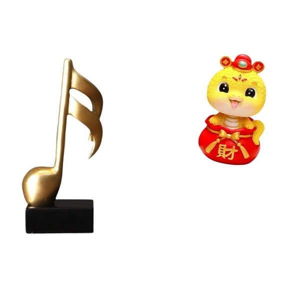 CarpNettore Creative Resin Music Note Snake Sculpture Tabletop Ornament Centerpiece Figurine for Desk Fireplace Housewarming Chinese New Year 2025 Snake Year Keep
