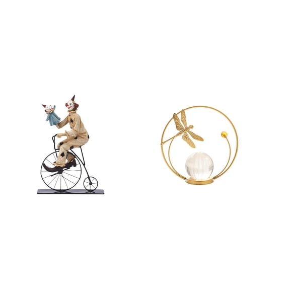 CarpNettore Crystal Clown Figurine Sculpture Metal Statuette Desk Ornament Centerpiece Stand for Table Cabinet Dining Room Hallway Fireplace Bedroom Living Room Office Decor Gift