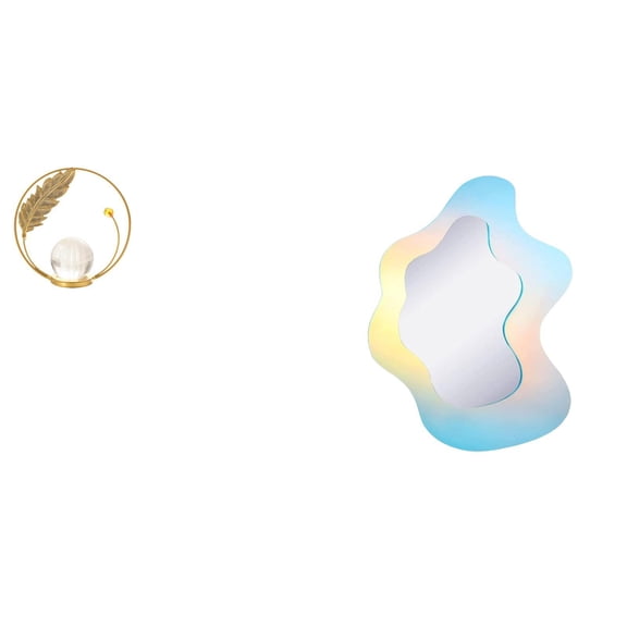 CarpNettore Crystal Wavy Acrylic Ball Sculpture Modern Decorative Metal Figurine Desk Ornament Mirror Statue Stand for Hallway Fireplace Bedroom Living Room Office Bathroom Wall Decor