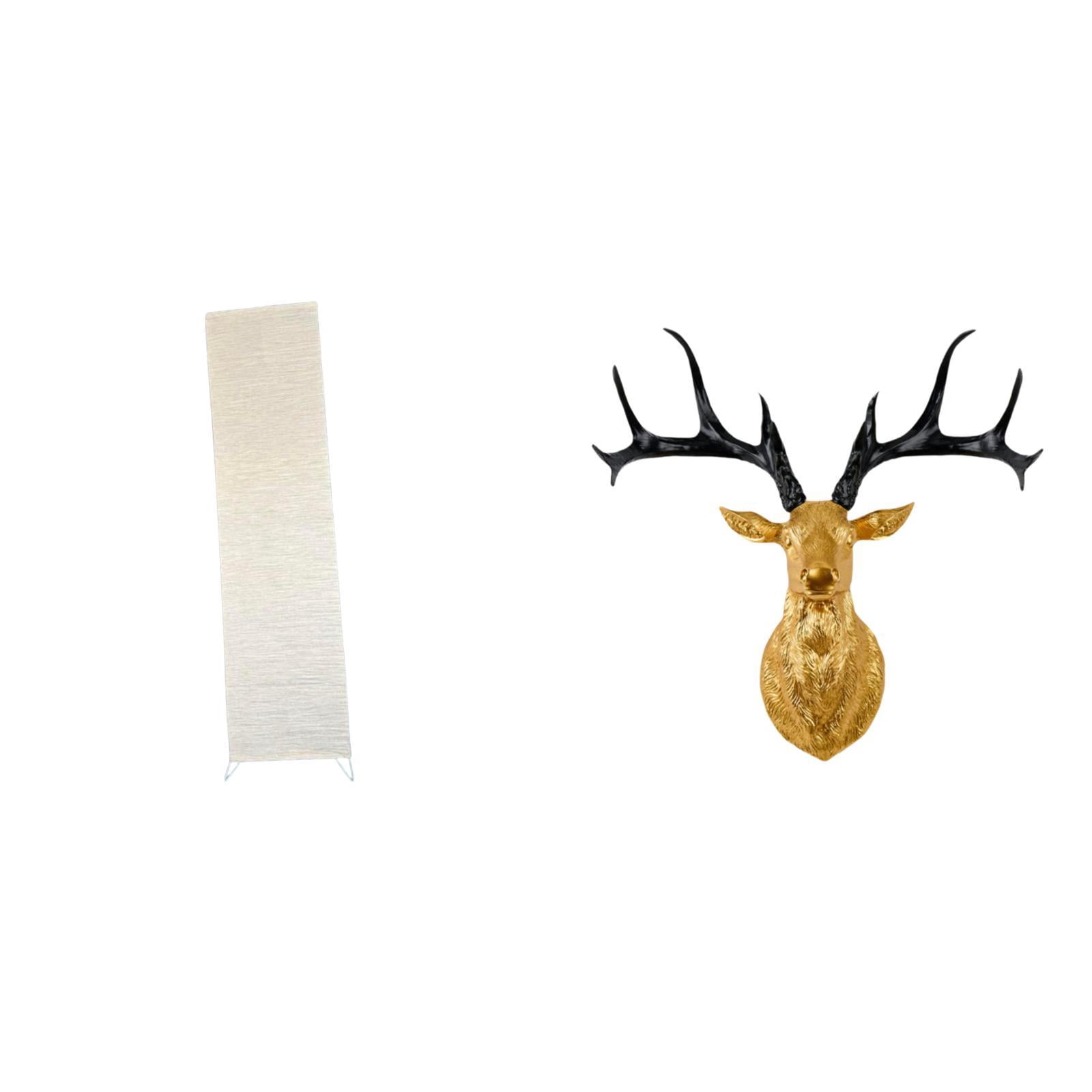 CarpNettore Deer Floor Lamp Shade for Living Room Decor with Boho Resin Head Sculpture Artistic Standing Light Cover for Home Office