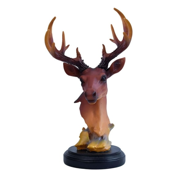 CarpNettore Deer Head Figurine Craft Animal Sculpture Home Accent Decorative Piece Resin for brown