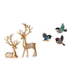 thumbnail image 1 of CarpNettore Deer Sculpture Statue Reindeer Figurine Tabletop Animal Ornament Bird Wall Hanging Wooden Bird Wall Art Made From Resin And Wood Suitable for Bedroom, 1 of 8