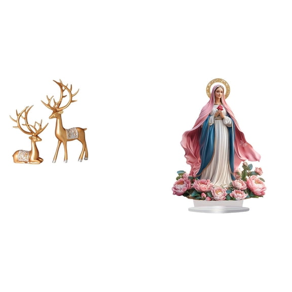 CarpNettore Deer Sculpture Statue Resin Acrylic Tabletop Ornament Standing Figurine Nativity Scene Sculpture Suitable for Living Room Bedroom Cafe Bar Restaurant