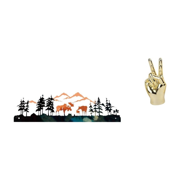 CarpNettore Deer Wall Sculpture Hanging for Garden Fence And Porch with Hand Gesture Desk Statues Creative Home Living Room Cabinet Shelf Decoration