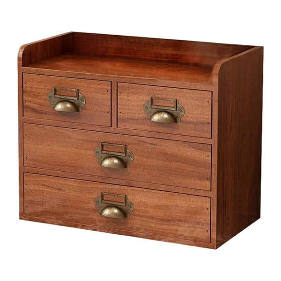 CarpNettore Desk Drawer Organizer Container Case Farmhouse Dresser Rustic Wooden Storage Box Brown