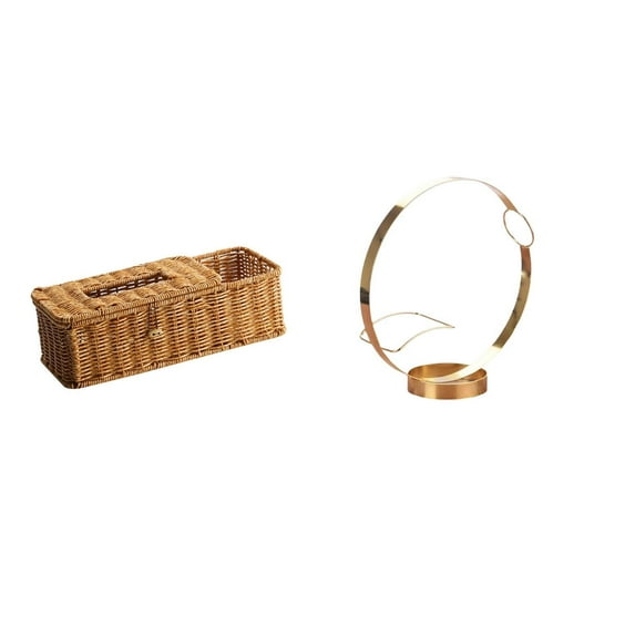 CarpNettore Desk Tissue Case Wooden Retro Paper Box Facial Tissue Box Bottle Holder Stand Rack Iron Construction Multifunctional Storage And Decorative