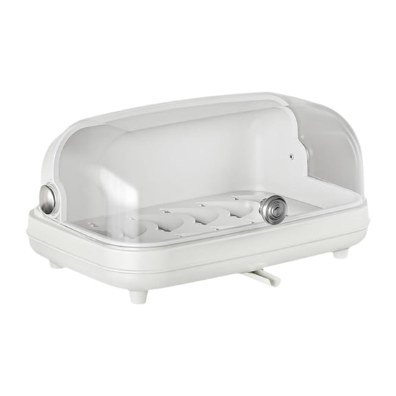 CarpNettore Desktop Cup Organizer Tableware Storage Box Hollow Bottom with Transparent Cover White