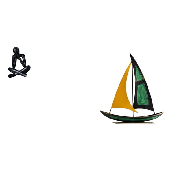 CarpNettore Desktop Figurine Abstract Sailboat Sculpture Iron Boat Statue Ornament Creative Design Sturdy Smooth Finish Suitable for Gift Giving Home Decoration O