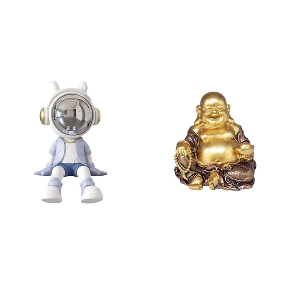 CarpNettore Desktop Figurine Astronaut Statue Buddha Sculpture Resin Meditation Bodhisattva Figures Buddhist Ornament Suitable for Gift Giving Home Decoration