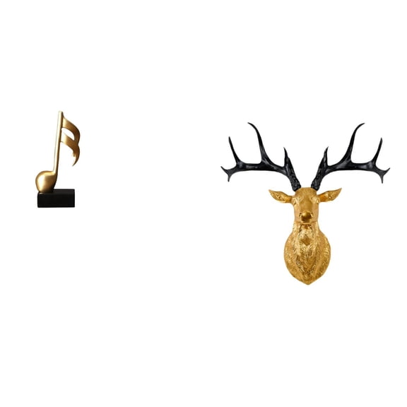 CarpNettore Desktop Figurine Music Note Sculpture Deer Head Statue Resin Material Decorative Ornament Suitable for Office Home Shelf Living Room Bedroom