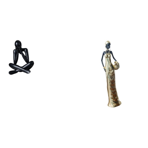 CarpNettore Desktop Figurine Set Thinker Abstract Sculpture African Figurine Art Crafts Desk Collectible Minimalist Ornament Made of Resin Suitable for Office Hom