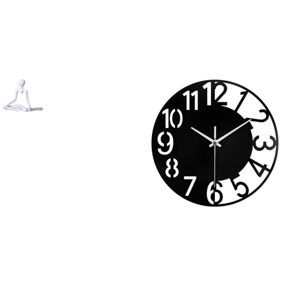 CarpNettore Desktop Figurine Thinker Abstract Sculpture Wall Clock Acrylic Silent Modern Statue Ornament Office Home Decoration Suitable for Living Room Bedroom O