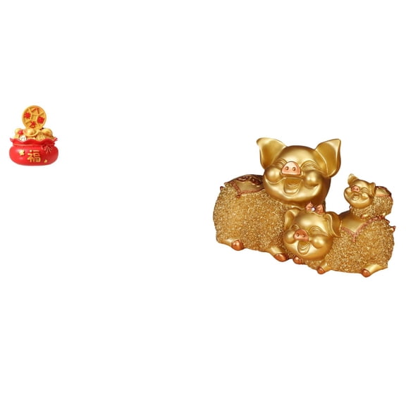CarpNettore Desktop Sculpture Animal Figurine Treasure Basin Statue Lucky Pig Figurine Resin Ornament Symbol of Prosperity Suitable for Birthday Gift Office Home