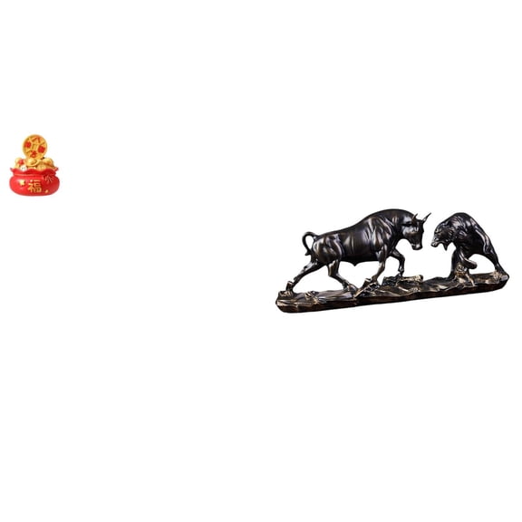 CarpNettore Desktop Sculpture Bull And Bear Figurine Resin Treasure Basin Statue Realistic Engraving Ornaments Suitable for Office Home Bookshelf Birthday Gift Ho