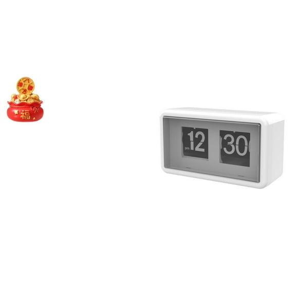 CarpNettore Desktop Sculpture Treasure Basin Statue Flip Desk Clock Silent Resin Ornament Functional Auto Flip Clock Suitable for Gift Giving Home Decoration
