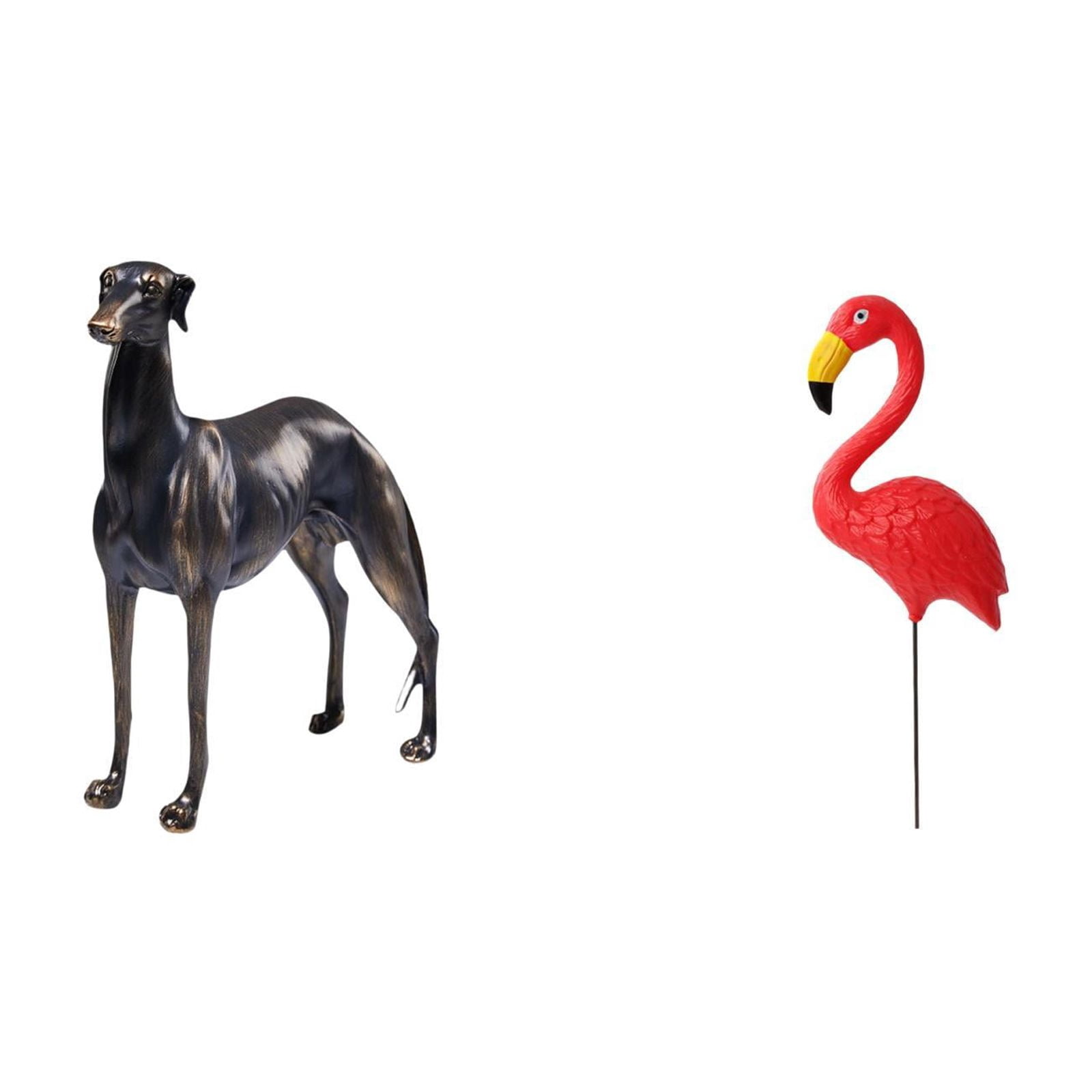 CarpNettore Dog Bird Statue Resin Animal Figurine Home Decor Table Centerpiece Sculpture Desk Figure for Living Room Hotel Christmas Yard Art Ornament Backyard Fairy Garden Accessories Flamingo