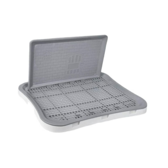 CarpNettore Dog Potty Tray Training Toilet with Wall Column Removable Pee Pad Holder Dog for White Gray